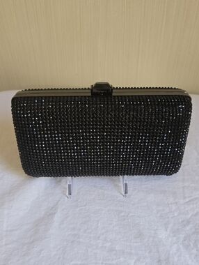 Sondra Roberts Black Rhinestone Evening Clutch